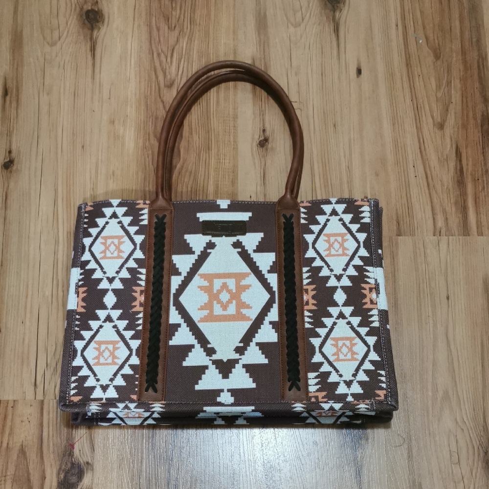 Wrangler Geometric Brown‎ and White Tote